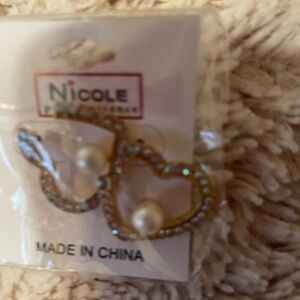 Nicole Gold Heart Earrings with Pearls